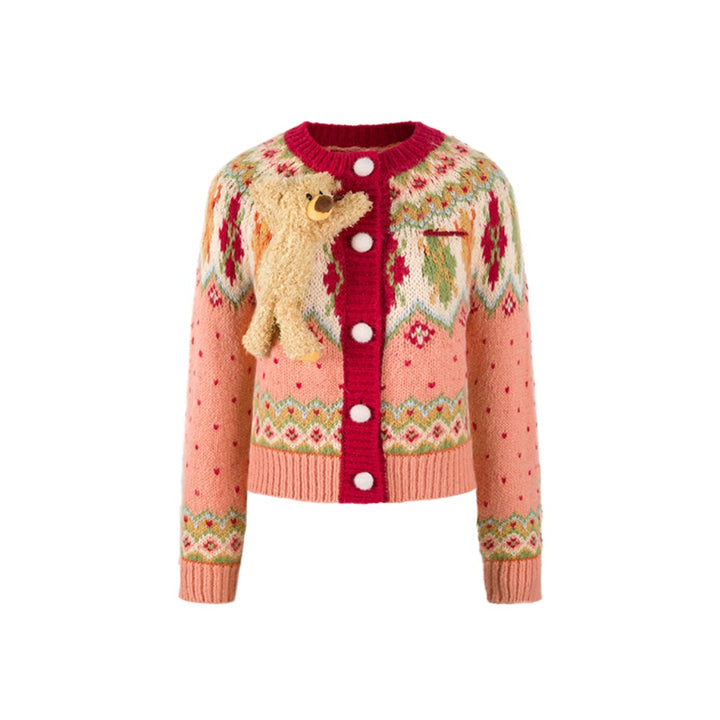 13De Marzo CHRISTMAS BEAR VINTAGE CARDIGAN