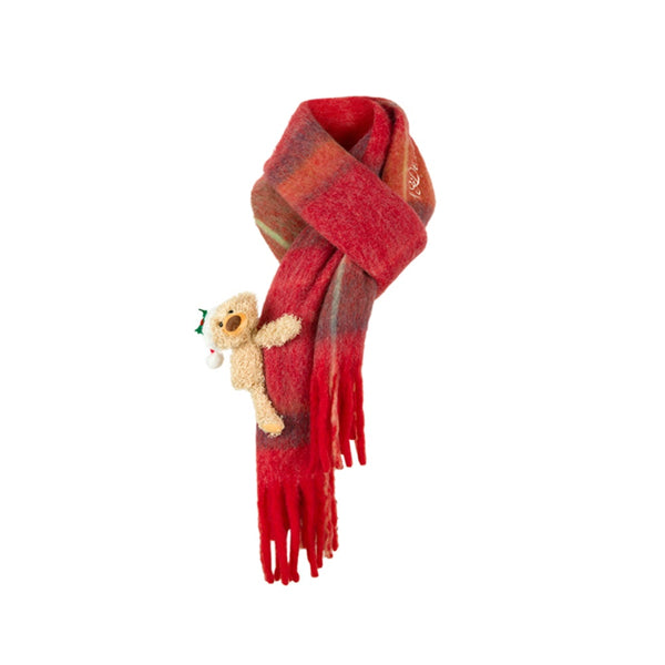 13De Marzo CHRISTMAS HUG BEAR CHECKED SCARF