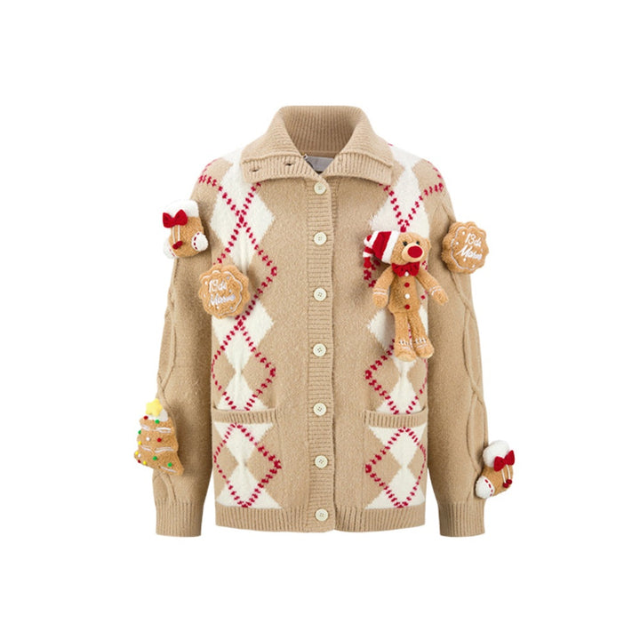 13De Marzo CHRISTMAS BEAR GINGERBREAD CARDIGAN