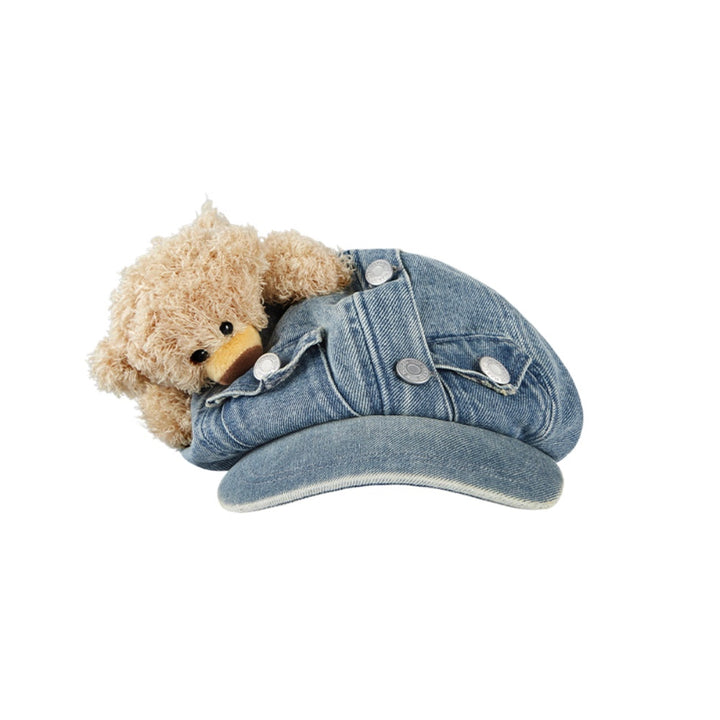 13De Marzo BEAR CURVED DENIM NEWSBOY CAP