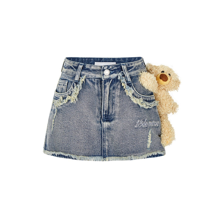 13De Marzo PLUSH BEAR RETRO LOGO CHAIN DENIM SHORTS