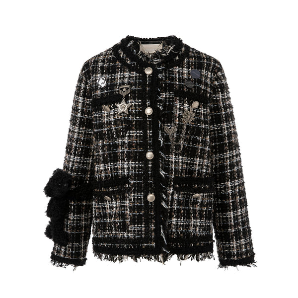 13De Marzo BADGE PUNK TWEED COAT