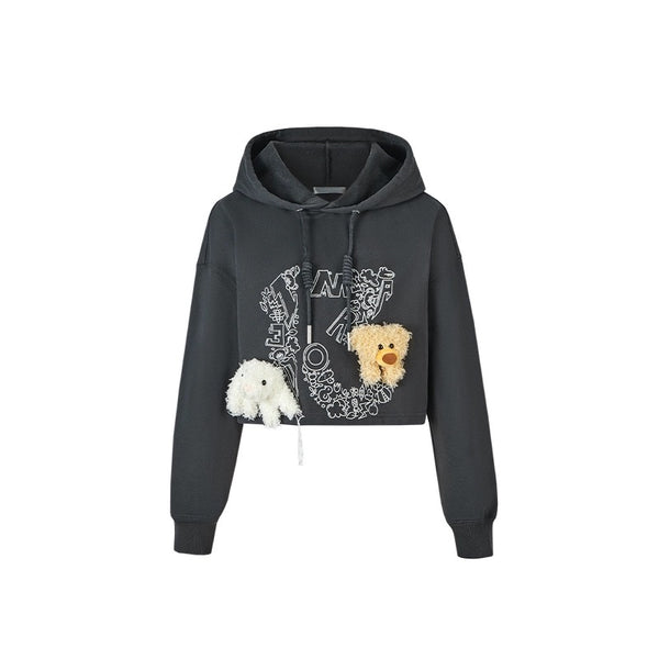 13De Marzo EMBROIDERY LOGO SHORT PATTERN HOODIE