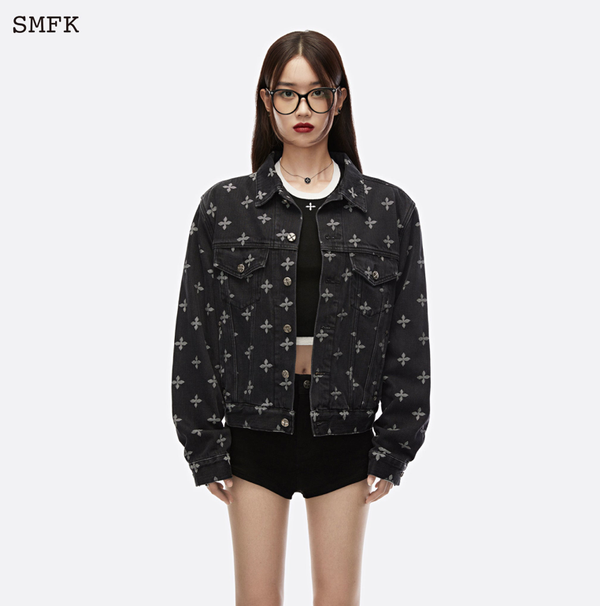 Garden Jacquard Denim Short Jacket-