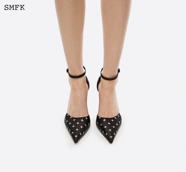 BLACK GARDEN POLKA DOT SILK DANCE SHOES BLACK