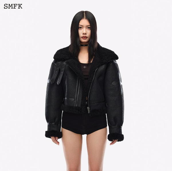 Fancy Arm Fur Aviator Jacket