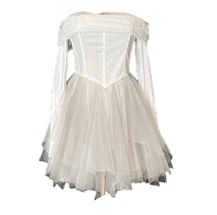 MS COCO OFF SHOULDER TUTU DRESS WHITE/GREY