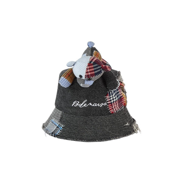 13De Marzo PLAID PATCH DENIM BUCKET HAT