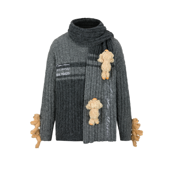 13De Marzo MULTI BEAR SCARF SWEATER