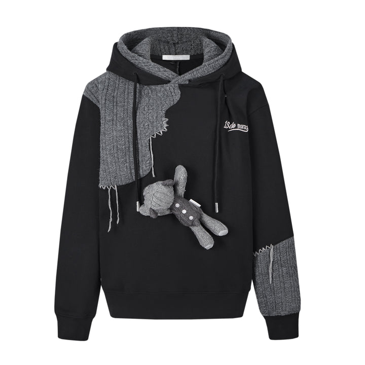 13DE MARZO Bear Knit Suture Layered Hoodie