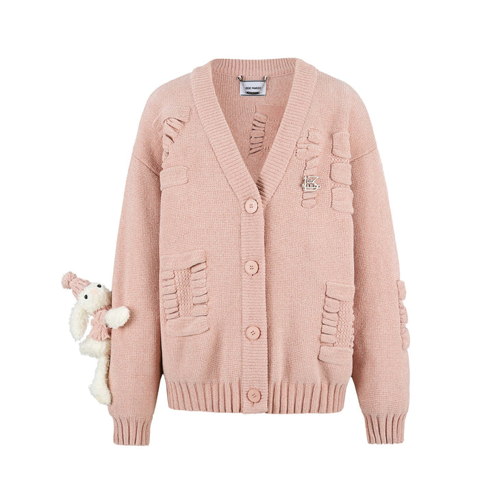 13DE MARZO LETTER WEAVE KNIT CARDIGAN