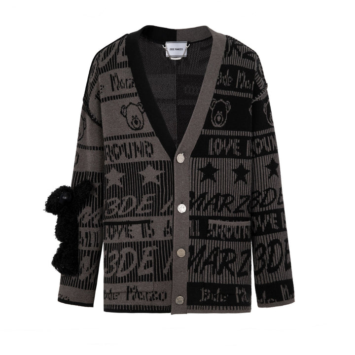 13DE MARZO BEAR WEAVE KNIT CARDIGAN