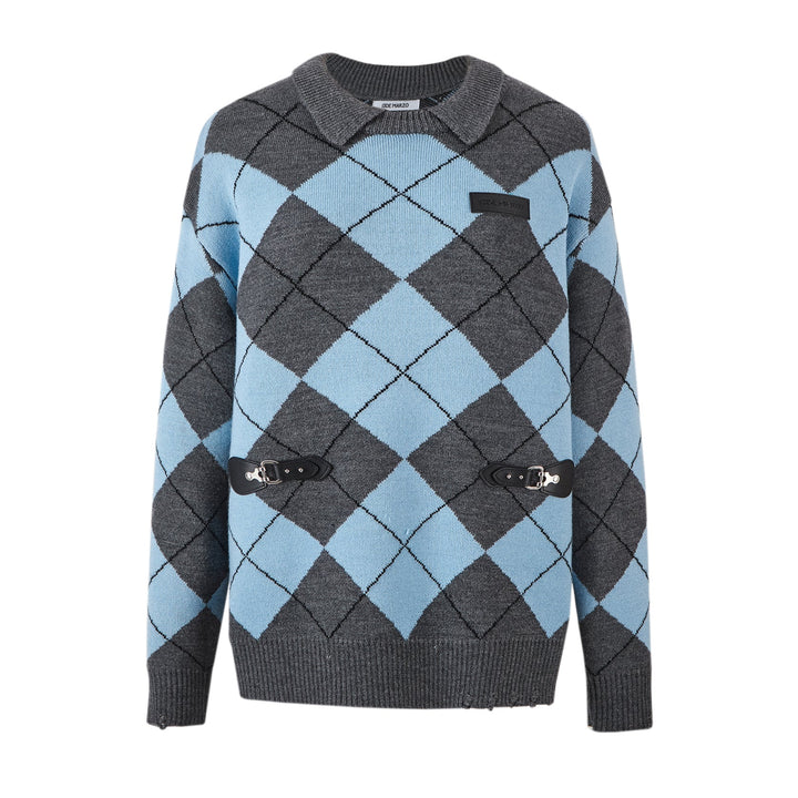 13DE MARZO BEAR RETRO CHECK SWEATER