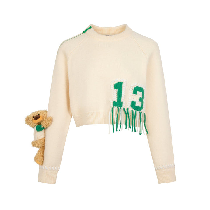 13DE MARZO BEAR WEAVE LOGO SHORT SWEATER