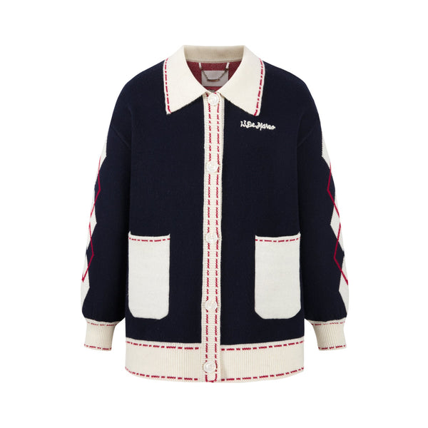 BEAR LAPEL NOSTALGIC CAMPUS CARDIGAN