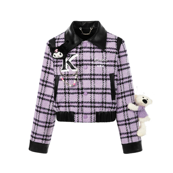 13De Marzo KUROMI BEAR PLAID SHORT JACKET