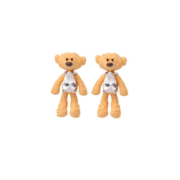 ZIRCONIA BEAR PENDANT EAR STUD