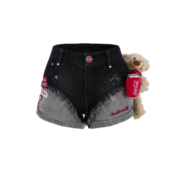 13De Marzo COCA-COLA BEAR WASHED DENIM SHORTS