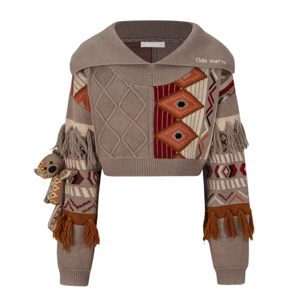 13De Marzo TRIBE HUNTING TOTEM SHORT SWEATER