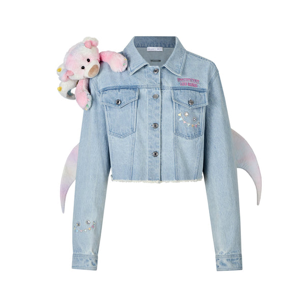 13De Marzo CRYSTAL EROSION BEAR DENIM JACKET