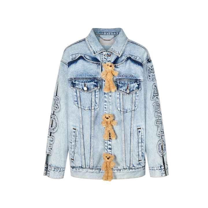 13De Marzo BEAR SIDE HOLLOW DENIM JACKET