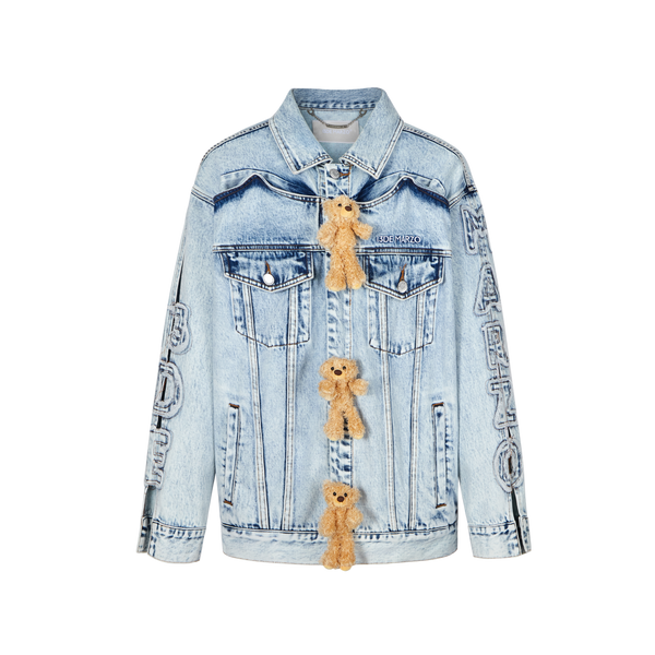 13De Marzo BEAR SIDE HOLLOW DENIM JACKET