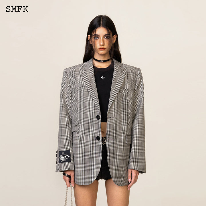 SMFK COMPASS VINTAGE PLAID WOOLEN GREY SUIT