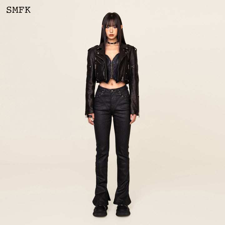 SMFK WILDWORLD TARPAN WAXED JEANS IN BLACK