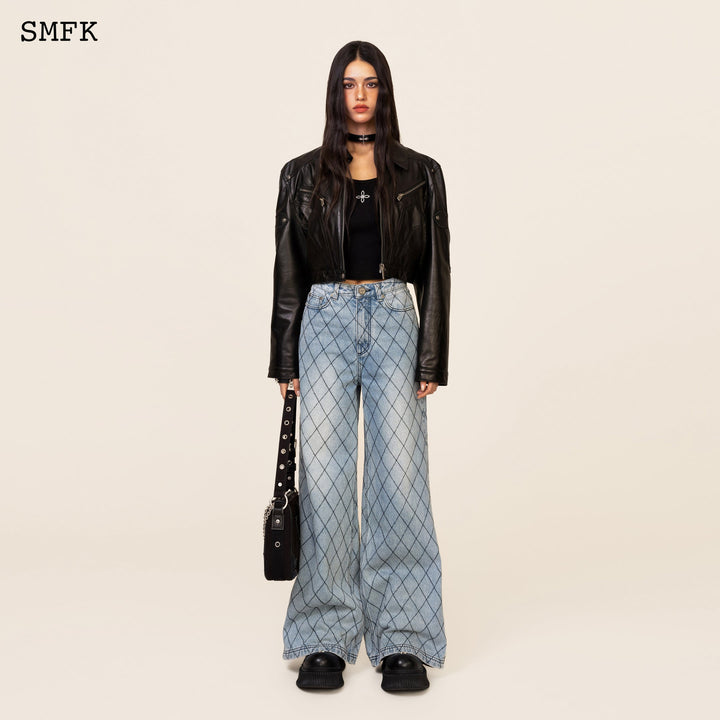 SMFK WILDWORLD FENCE LOOSE BLUE DENIM JEANS