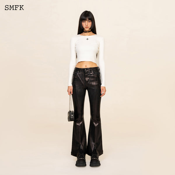 SMFK COMPASS CROSS RIB KNIT TOP IN WHITE