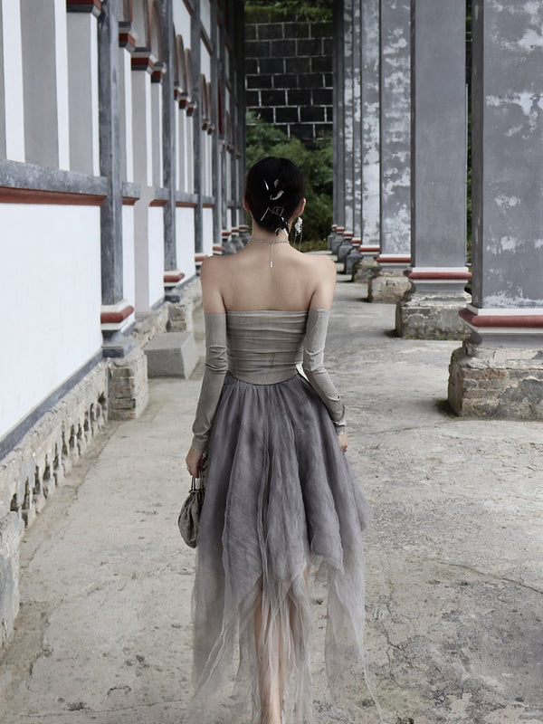 SHARP TULLE SKIRT/ DIRTY GREY