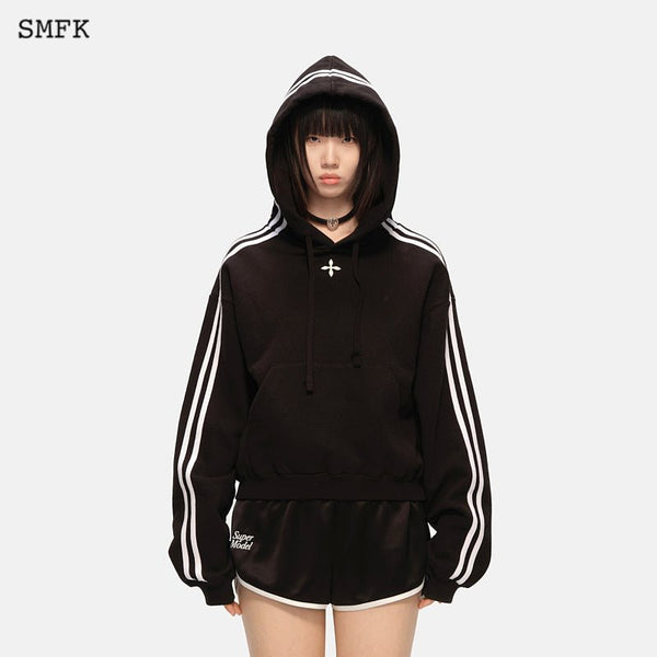 BLACK NIGHT FLOWERS VINTAGE STRIPED HOODIE