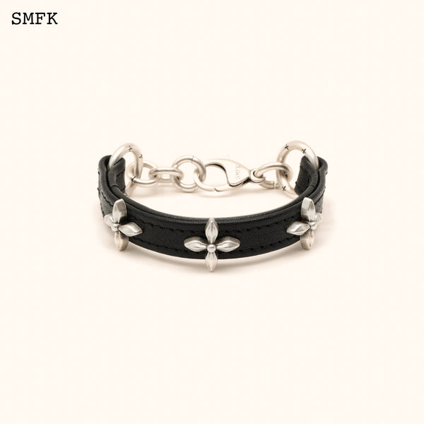 SMFK COMPASS BLACK GARDEN LEATHER WRISTBAND