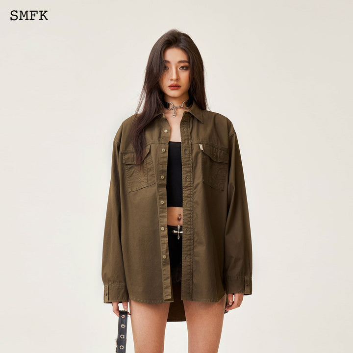 SMFK COMPASS CLASSIC LOOSE WORKWEAR SHIRT ARMY GREEN