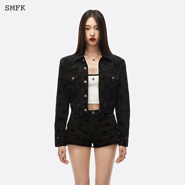 GARDEN MIDNIGHT BIKER DENIM SHORT JACKET