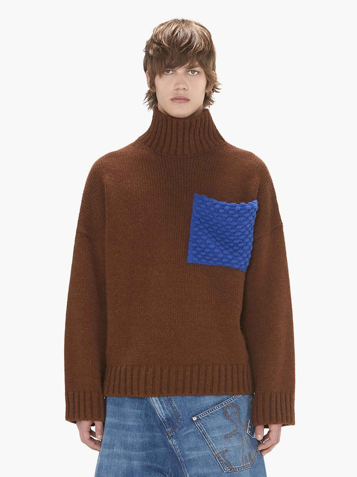 JW Anderson TEXTURED PATCH POCKET TURTLENECK JUMPER