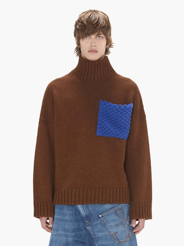 JW Anderson TEXTURED PATCH POCKET TURTLENECK JUMPER