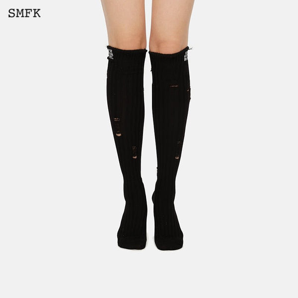 RETRO SCHOOL DESTRUCTION THIGH-HIGH SOCKS (2 PAIRS)