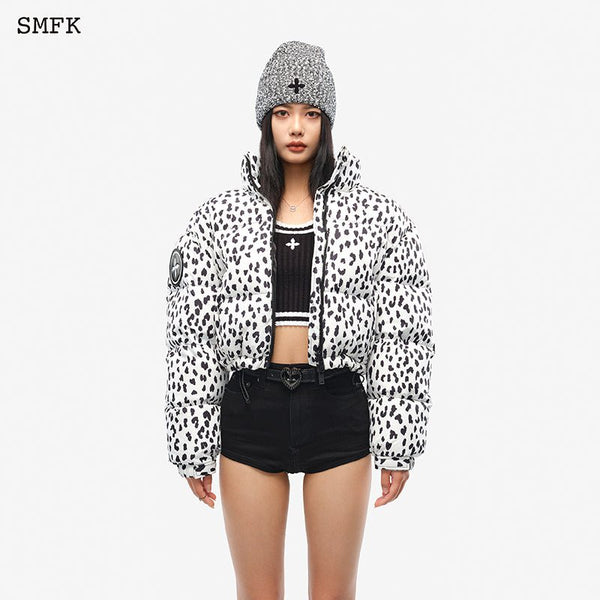 SHORT BODY DOWN JACKET IN LEOPARD PRINT