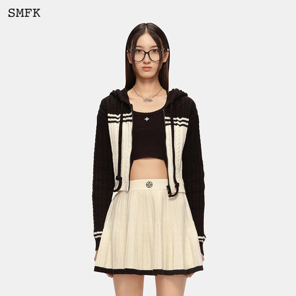 VINTAGE COLLEGE KNIT SHORT HOODIE