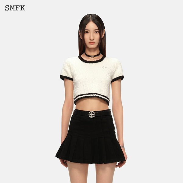 VINTAGE COLLEGE KNIT SHORT TEE WHITE