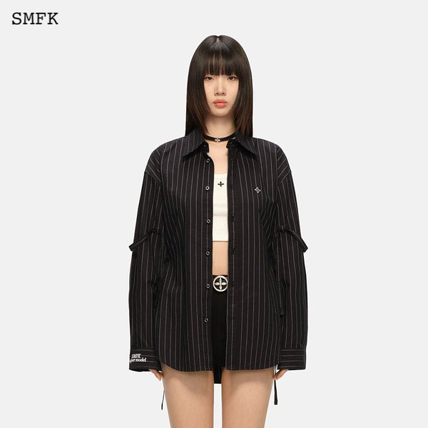 VINTAGE COLLEGE STRIPED SHIRT BLACK