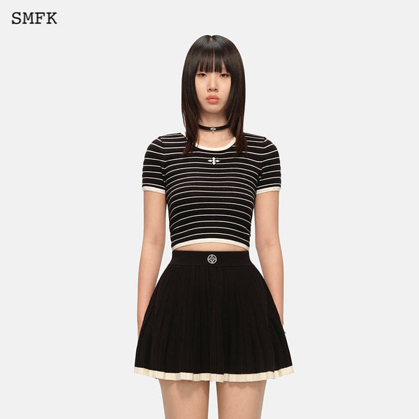 VINTAGE SCHOOL STRIPED KNIT TEE BLACK