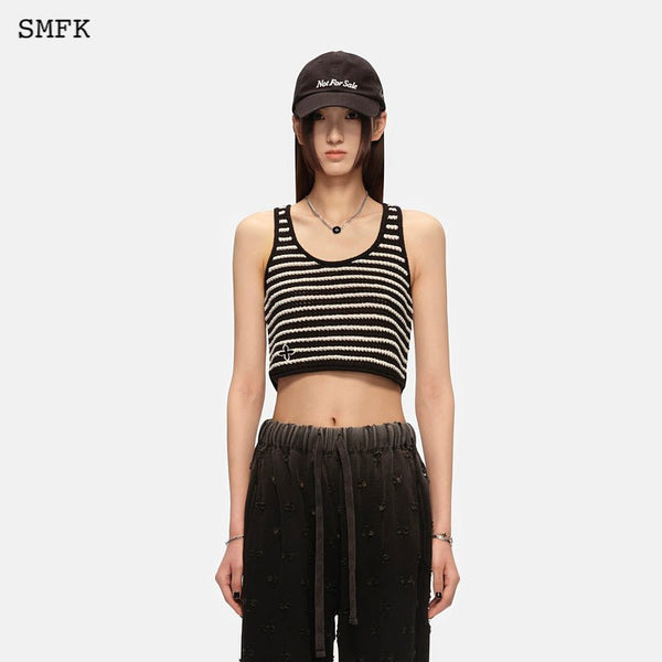 VINTAGE SCHOOL STRIPED KNIT VEST BLACK